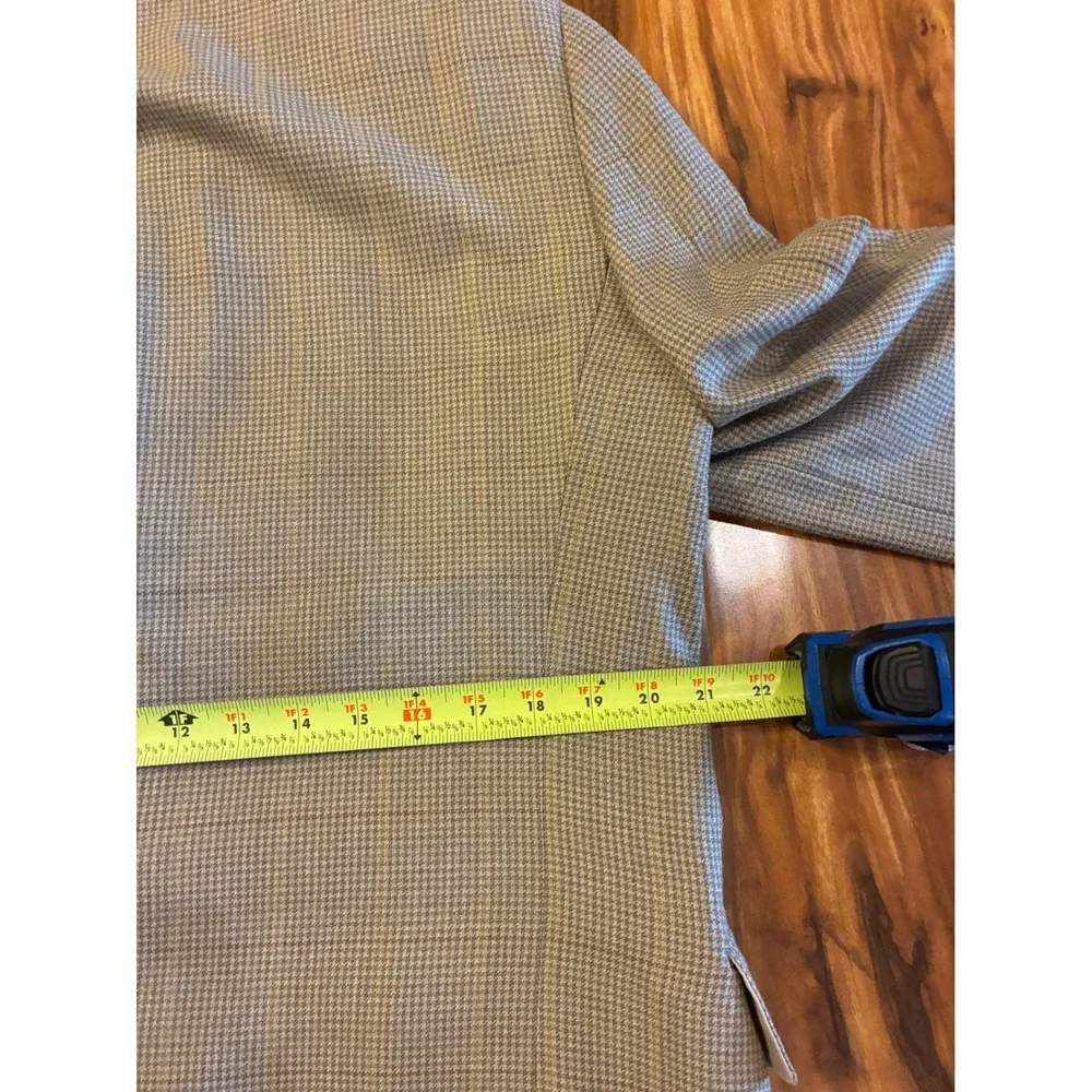 Gianfranco Ruffini Silk Worsted Wool Houndstooth Blazer Tan Brown Mens 38 S